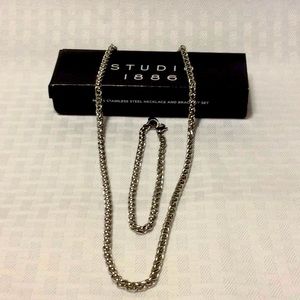 Men’s Stainless Steel Necklace And Bracelet Set